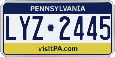 PA license plate LYZ2445