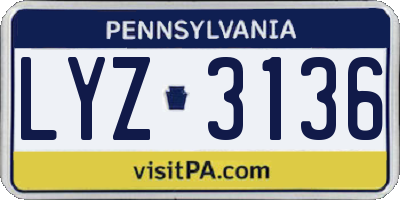 PA license plate LYZ3136