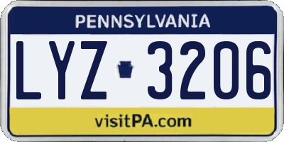 PA license plate LYZ3206
