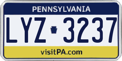PA license plate LYZ3237