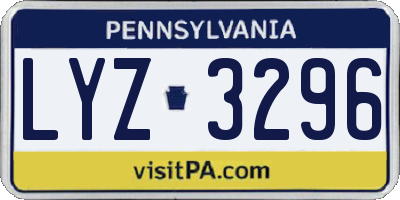 PA license plate LYZ3296