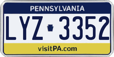 PA license plate LYZ3352