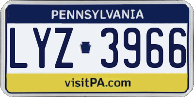 PA license plate LYZ3966