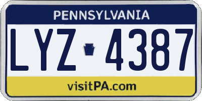 PA license plate LYZ4387