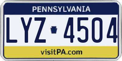 PA license plate LYZ4504