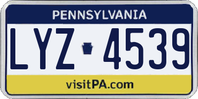 PA license plate LYZ4539