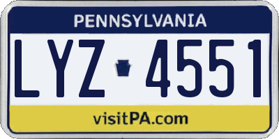 PA license plate LYZ4551