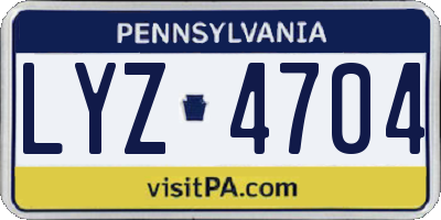 PA license plate LYZ4704