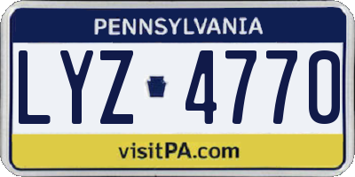 PA license plate LYZ4770