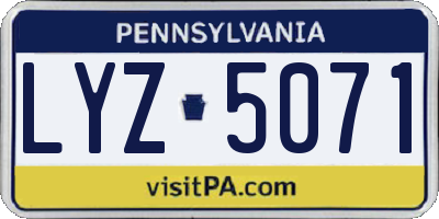 PA license plate LYZ5071