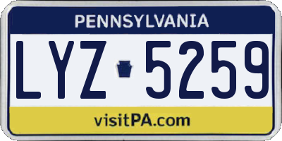 PA license plate LYZ5259