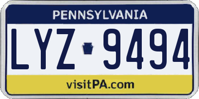 PA license plate LYZ9494