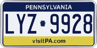 PA license plate LYZ9928
