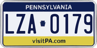 PA license plate LZA0179