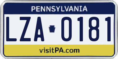 PA license plate LZA0181