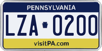 PA license plate LZA0200