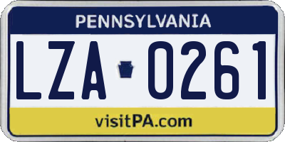 PA license plate LZA0261