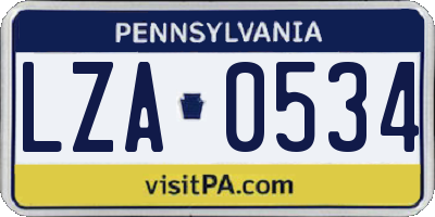 PA license plate LZA0534