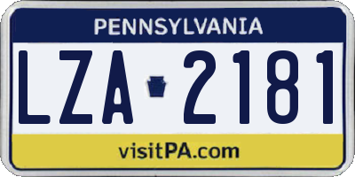 PA license plate LZA2181
