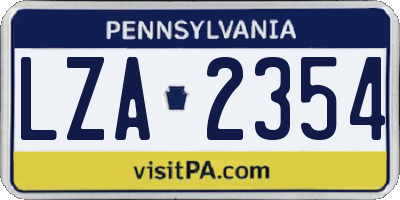PA license plate LZA2354