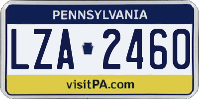 PA license plate LZA2460