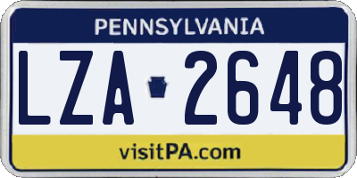 PA license plate LZA2648