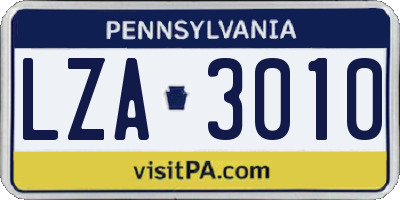 PA license plate LZA3010