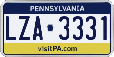 PA license plate LZA3331