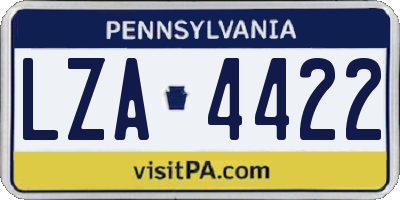 PA license plate LZA4422