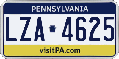 PA license plate LZA4625