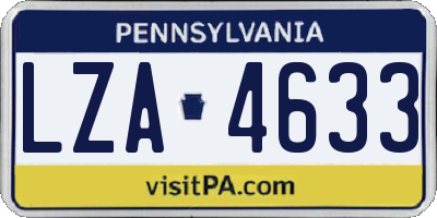 PA license plate LZA4633