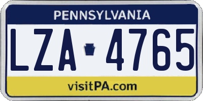 PA license plate LZA4765