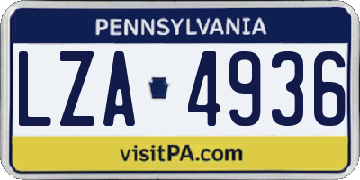 PA license plate LZA4936