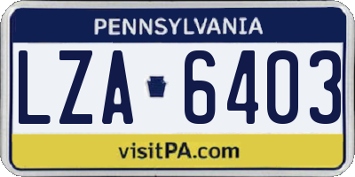 PA license plate LZA6403