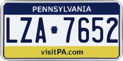PA license plate LZA7652