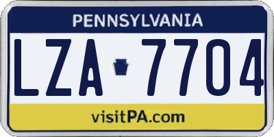 PA license plate LZA7704