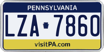 PA license plate LZA7860