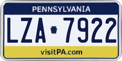 PA license plate LZA7922