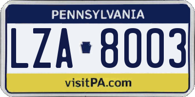 PA license plate LZA8003