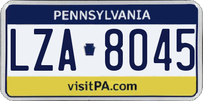 PA license plate LZA8045