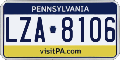 PA license plate LZA8106