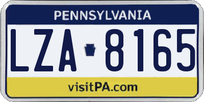 PA license plate LZA8165