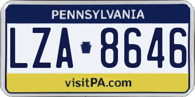 PA license plate LZA8646