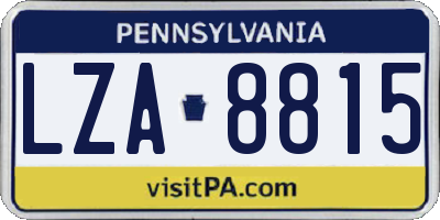 PA license plate LZA8815