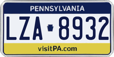 PA license plate LZA8932