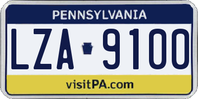 PA license plate LZA9100