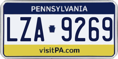 PA license plate LZA9269