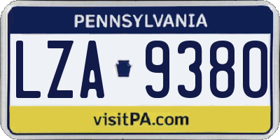 PA license plate LZA9380