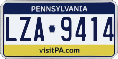 PA license plate LZA9414