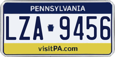PA license plate LZA9456